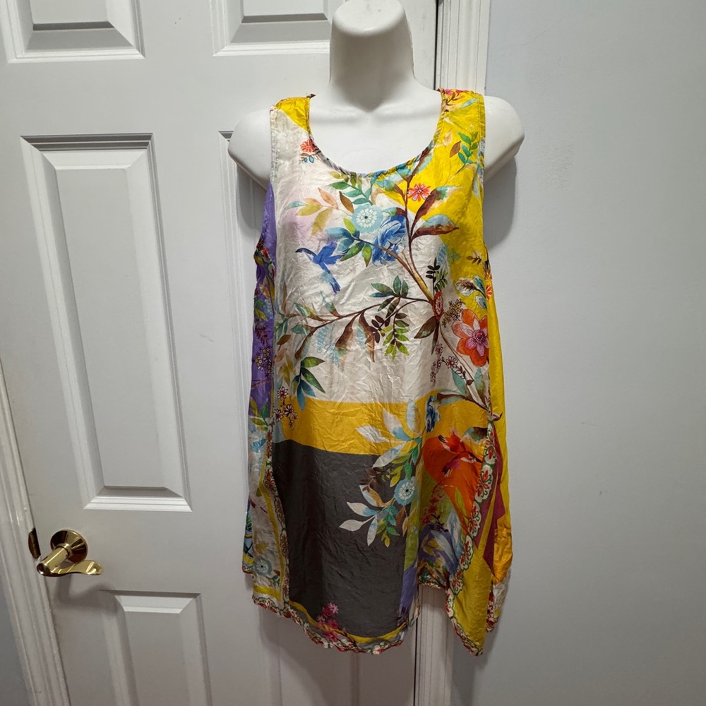 Johnny  Was Multicolor Floral silk Tank Top size XS